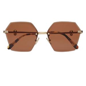 Beverly Brown Hexagonal Sunglasses 000WES0104PTE003NG6ZG