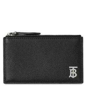 Black Alwyn TB Grainy Leather Zip Card Case