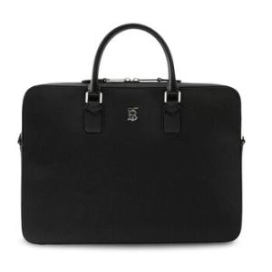 Black Leather Monogram Slim Ainsworth Briefcase