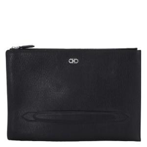 Black Leather Revival Gancini Clutch