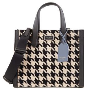 Black Multi Manhattan Houndstooth Chenille Small Tote