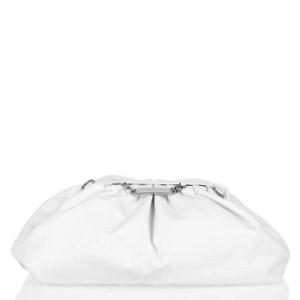 Embossed Monogram Leather Pillow Bag In White