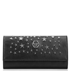 Leather Continental Wallet Studs Stars