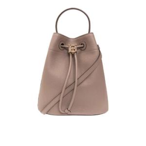 Light Saddle Brown  Logo Plaque Drawstring Bucket Bag