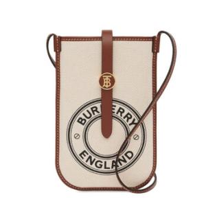 Natural  Tan Anne Logo Canvas And Leather Crossbody Phone Case