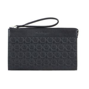 Salvatore Ferragamo Black Embossed Gancini Document Holder