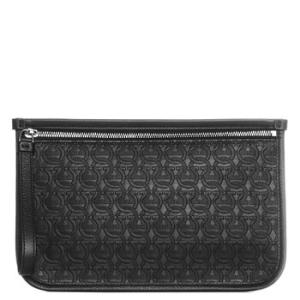 Salvatore Ferragamo Black Gancini Embossed Leather Clutch Bag