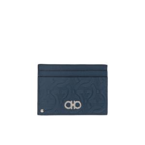 Salvatore Ferragamo Blue Gancini Leather Card Case