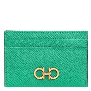 Salvatore Ferragamo Green Gancini Credit Card Holder