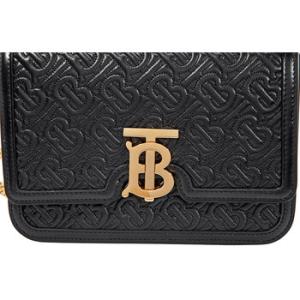 Small Quilted Monogram Lambskin TB Bag Black