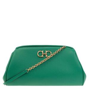 The Gancini Leather Clutch in Green