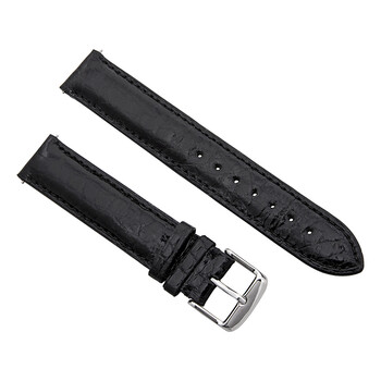 18 MM Shiny Black Alligator Leather Strap