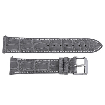 21 MM Matte Light Grey Alligator Leather Strap