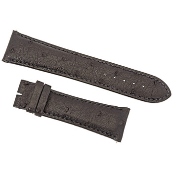 24 MM Matte Black Ostrich Leather Strap