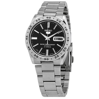 Automatic Black Dial Stainless Steel Watch SNKE01J1