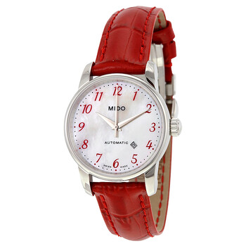 Baroncelli Automatic Mother of Pearl Dial Red Leather Watch M76004397