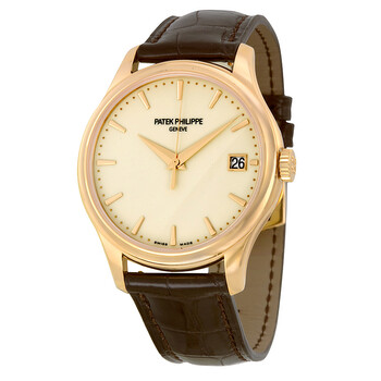 Calatrava Mechanical Ivory Dial Leather Watch 5227R001