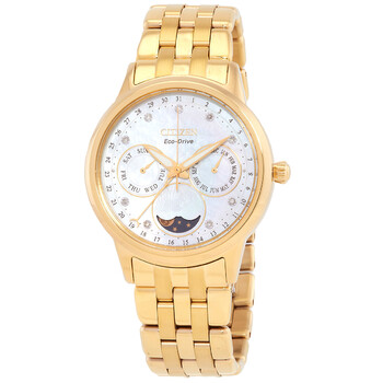 Calendrier Moon Phase Diamond White Mother of Pearl Dial Watch FD000257D