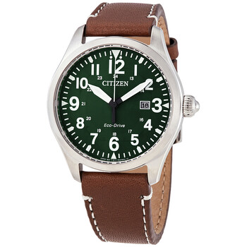 Chandler EcoDrive Green Dial Dark Brown Leather Watch BM683809X
