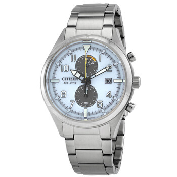 Chronograph EcoDrive White Dial Watch CA702881A