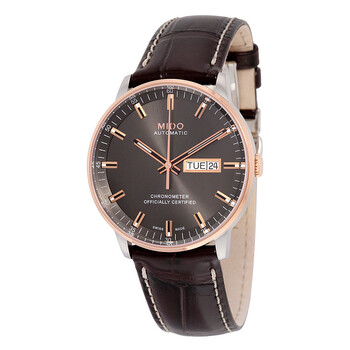 Commander II Grey Dial Maroon Leather Watch M0214312606100