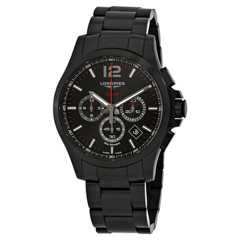 Conquest V.H.P. Chronograph Black Carved Dial Watch L37272566