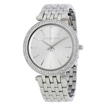Darci Silver Dial Pave Bezel Watch MK3190