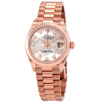 Datejust 31 Mother of Pearl Diamond Dial 18kt Everose Gold President Watch 278275MDP