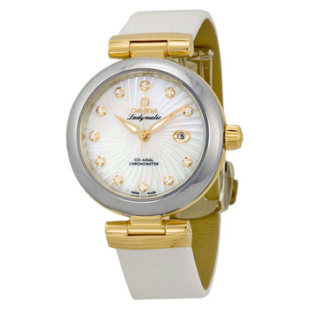 De Ville Ladymatic Mother of Pearl White Leather Watch