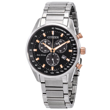 EcoDrive Chronograph Black Dial Watch AT239686E