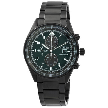 EcoDrive Chronograph Green Dial Watch CA077587X