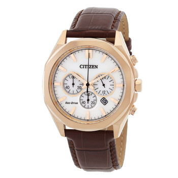 EcoDrive Chronograph Ivory White Dial Watch CA459315A
