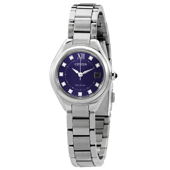 EcoDrive Crystal Blue Dial Stainless Steel Watch EW254083L