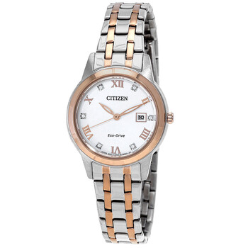 EcoDrive Crystal White Dial TwoTone Watch FE124685A