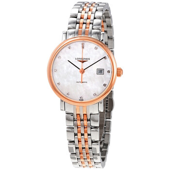 Elegant Automatic Diamond White Mother of Pearl Dial Watch L4.310.5.87.7