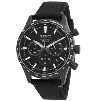 Essentials Chronograph Quartz Black Dial Watch SSB417