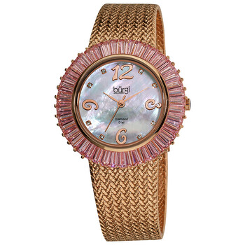 Faceted Crystal Bezel Mother of Pearl Dial Watch BUR076PK