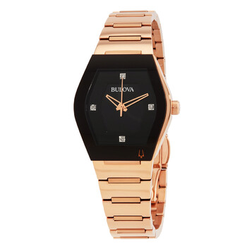 Gemini Quartz Diamond Black Dial Watch 97P158