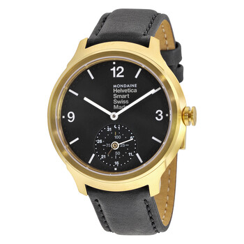 Helvetica No 1 Bold Smart Black Dial Black Leather Watch MH1B2S20LB