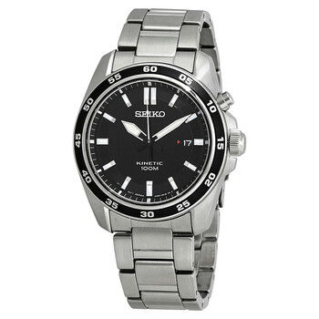 Kinetic Black Dial Stainless Steel Watch SKA785