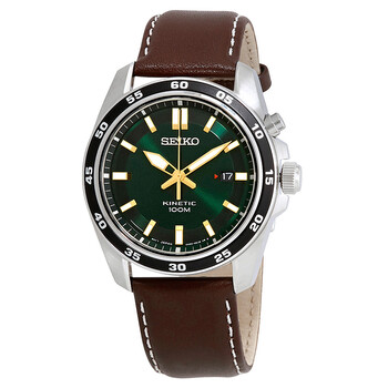 Kinetic Green Dial Brown Leather Watch SKA791