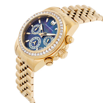 Manta Ray Chronograph GMT Quartz Crystal Black Mother of Pearl Dial Watch TM222054