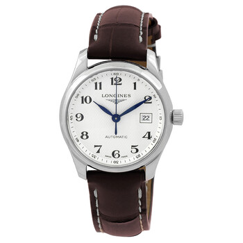 Master Collection Silver Dial Brown Leather Band Stainless Steel Case Automatic Watch L22574783