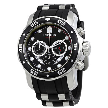 Men Pro Diver Ocean Master Chronograph Black Dial Black Rubber Watch