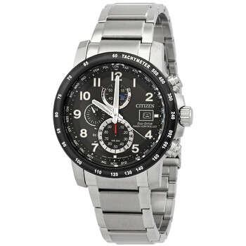 Perpetual Alarm World Time Chronograph GMT Black Dial Watch AT812483E