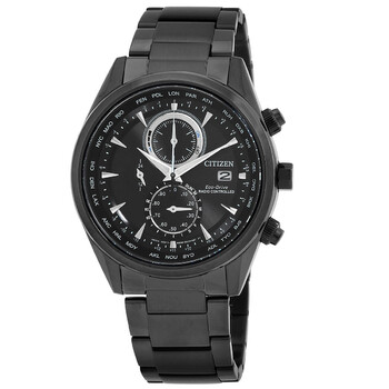 Perpetual Alarm World Time Chronograph GMT Black Dial Watch AT826581E