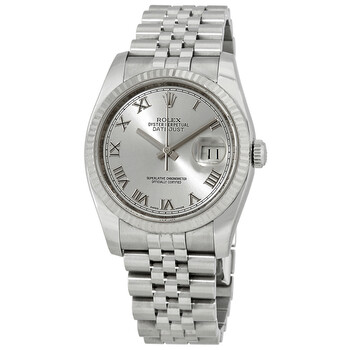 PreOwned Rolex Datejust 36 Rhodium Dial Steel and 18K White Gold Watch 116234RRJ