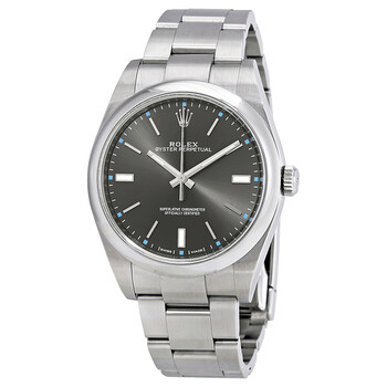 PreOwned Rolex Oyster Perpetual 39 Dark Rhodium Dial Stainless Steel Bracelet Automatic Watch 114300DRSO