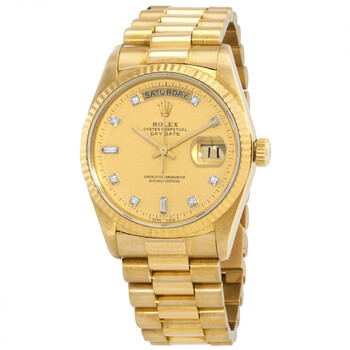 Preowned Rolex DayDate Automatic Chronometer Diamond Champagne Dial Watch 18038CDP