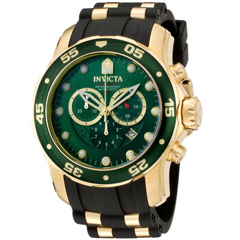 Pro Diver Chronograph Green Dial Black Polyurethane Watch